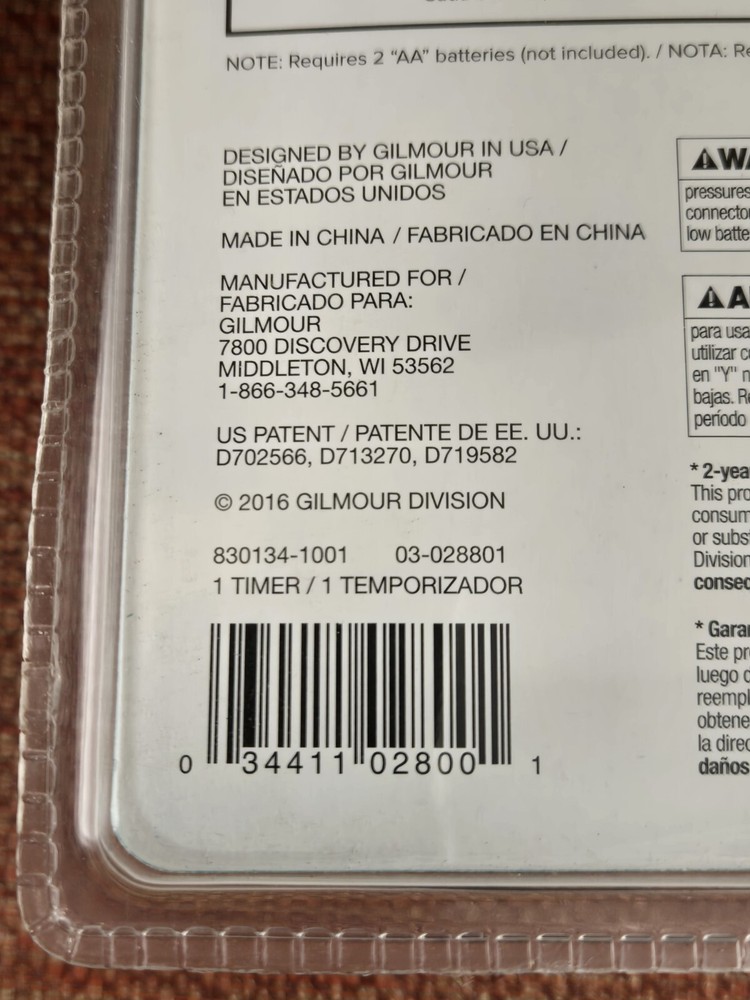 Gilmour Single Hose Outlet Programmable Electronic Water Timer NEW