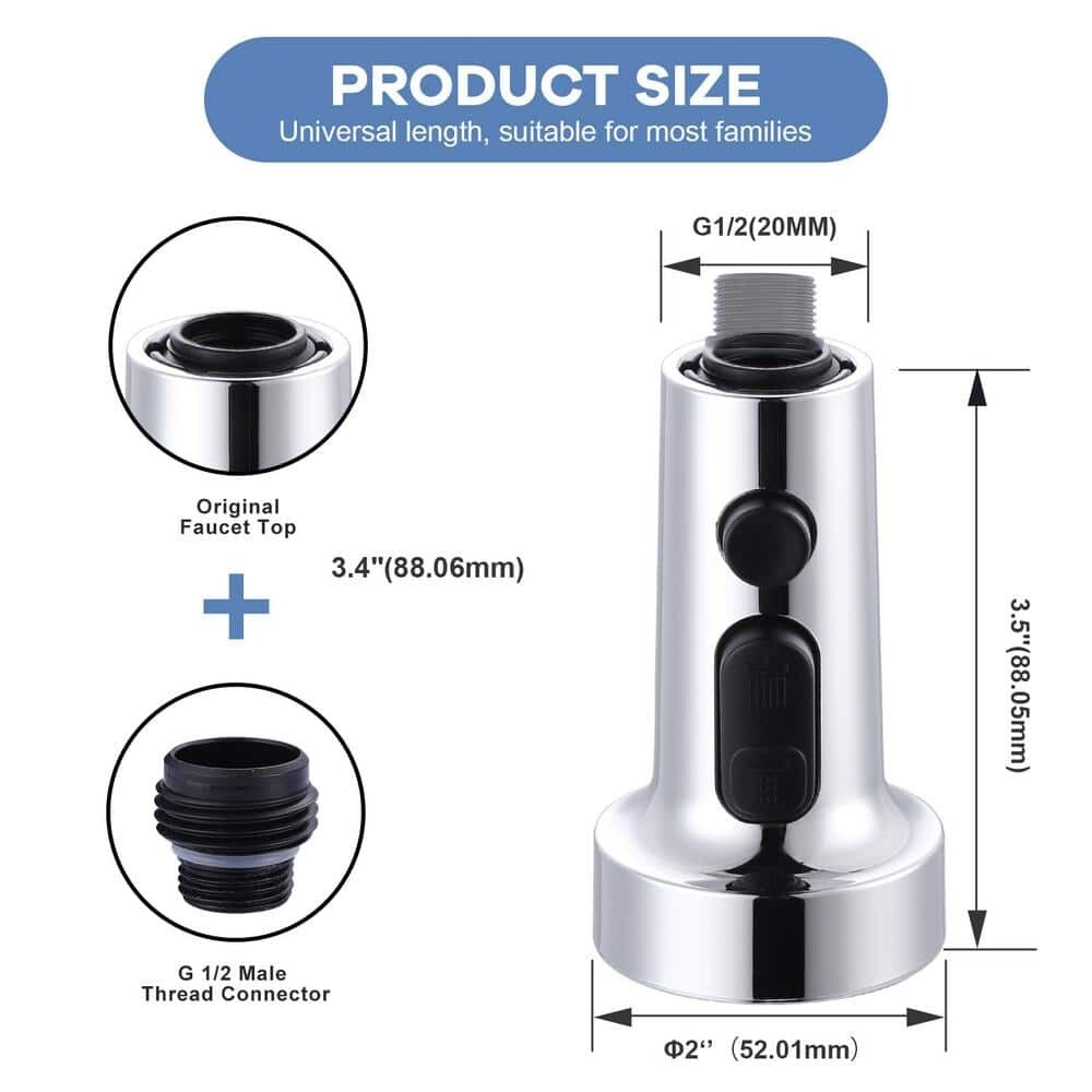 3-Function Kitchen Faucets Head Replacement with 9-Adapters