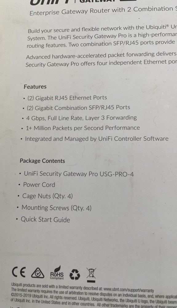 UniFi Security Gateway Pro USG-PRO-4 Enterprise Router Firewall Network Device