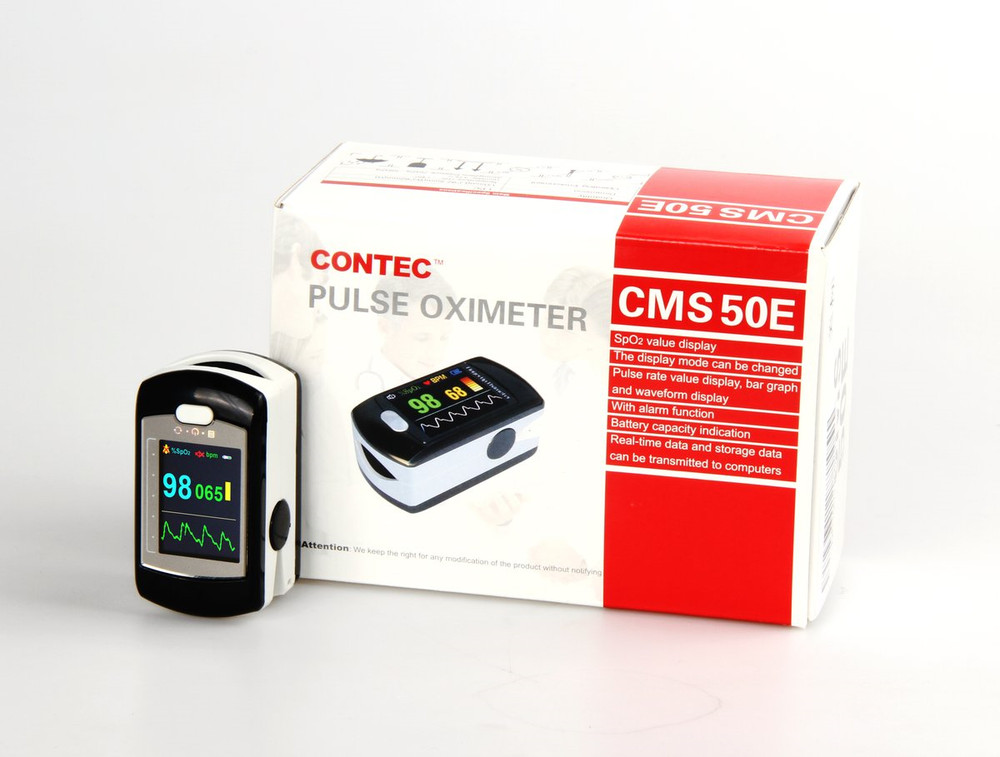 CONTEC MULTI-COLOR OLED RECHARGEABLE FINGERTIP PULSE OXIMETER w/ SOFTWARE & CASE