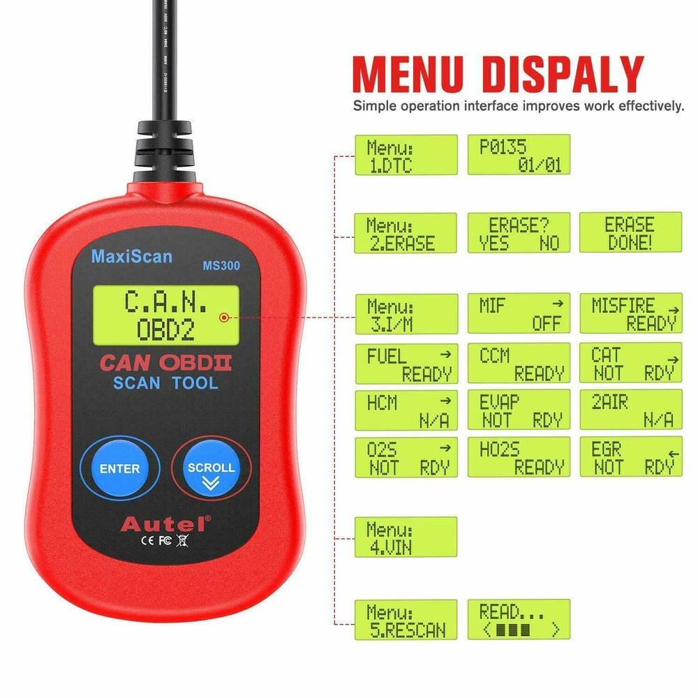 Autel MaxiScan MS300 OBD2 CAN OBDII Auto Car Code Reader Diagnostic Scanner Tool