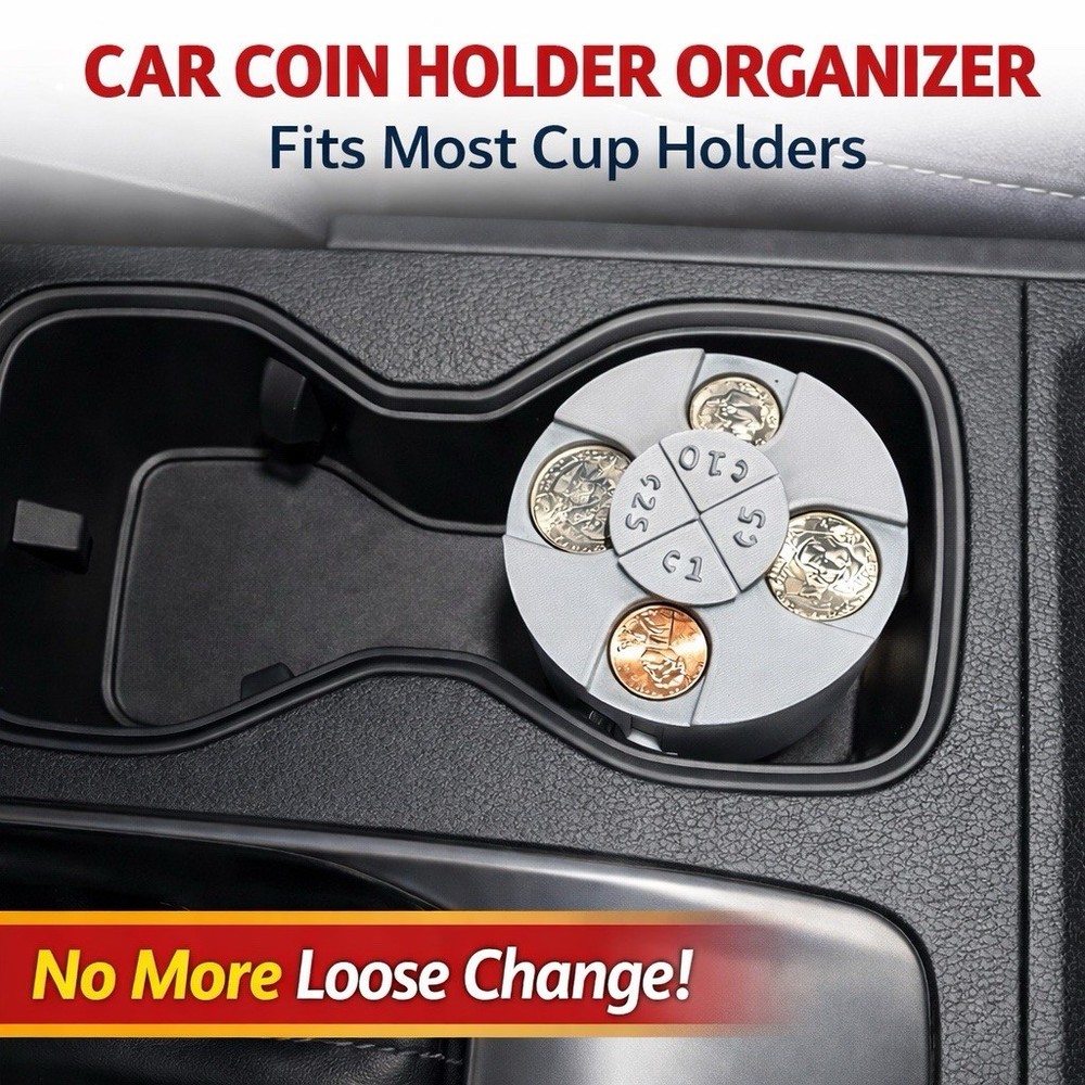 Car Coin Holder Cup Insert Organizer Change Tray Easy Access