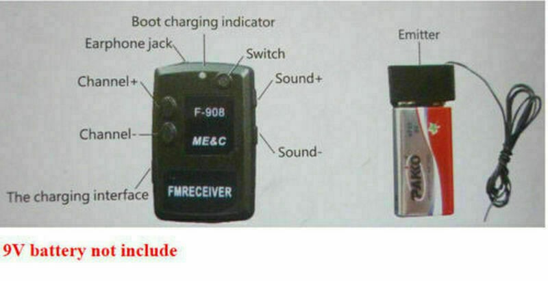 Wireless Transmitter Receiver Solund Pick-up Bug FM Listening Device Small Bug