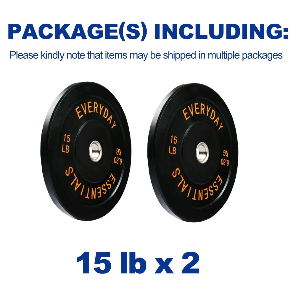 Olympic Bumper Plate Weight Plate, 15 lbs Pair Black