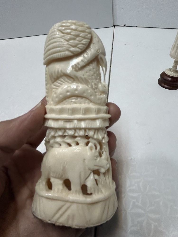 Stunning 3 Bone Hand Carved Decor