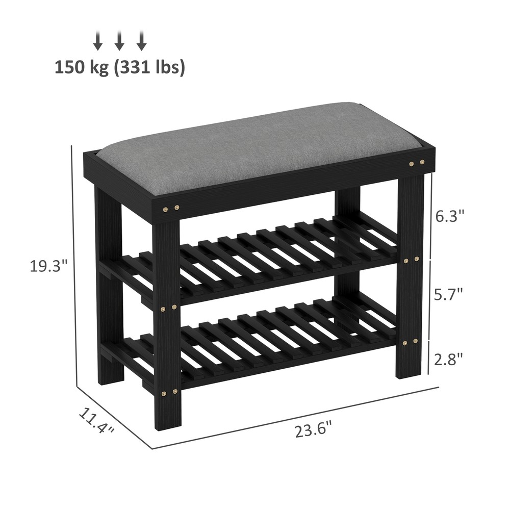 Shoe Storage Cabinet Shoe Rack Black Gray
