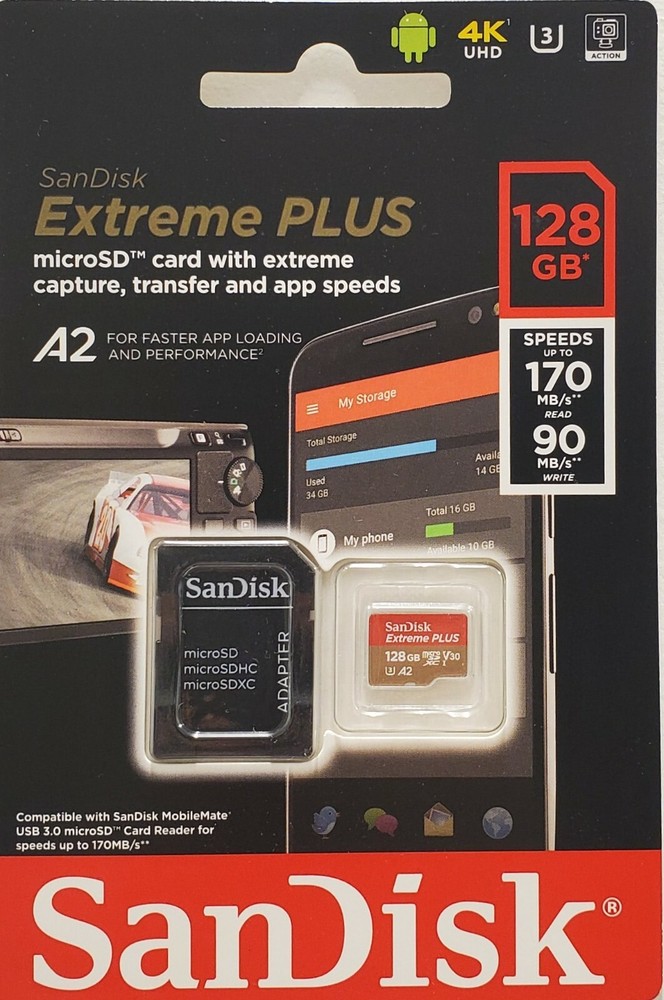 SanDisk 128GB Extreme PLUS microSDXC  with Adapter