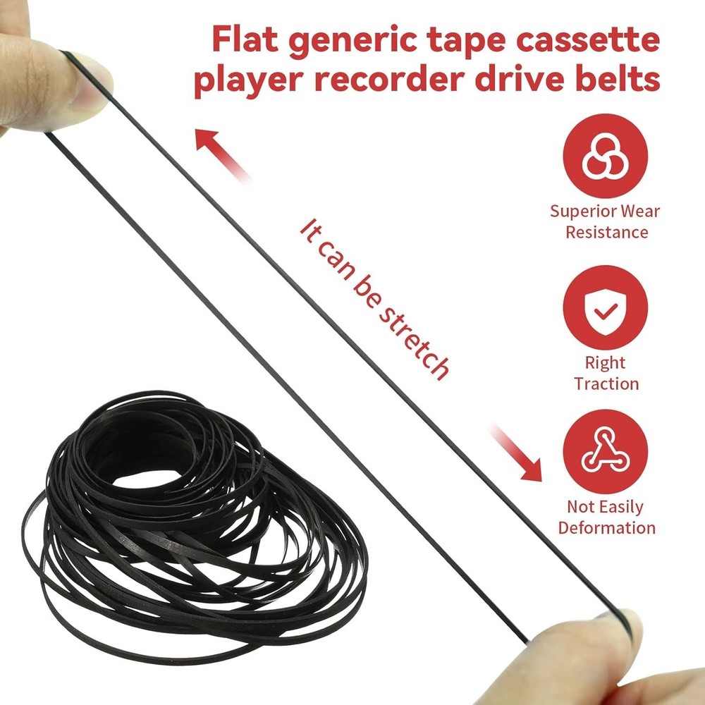 Efficient Rubber Belts for Cassette Recorders - 50PCS, 4mm Width (Mix Sizes)
