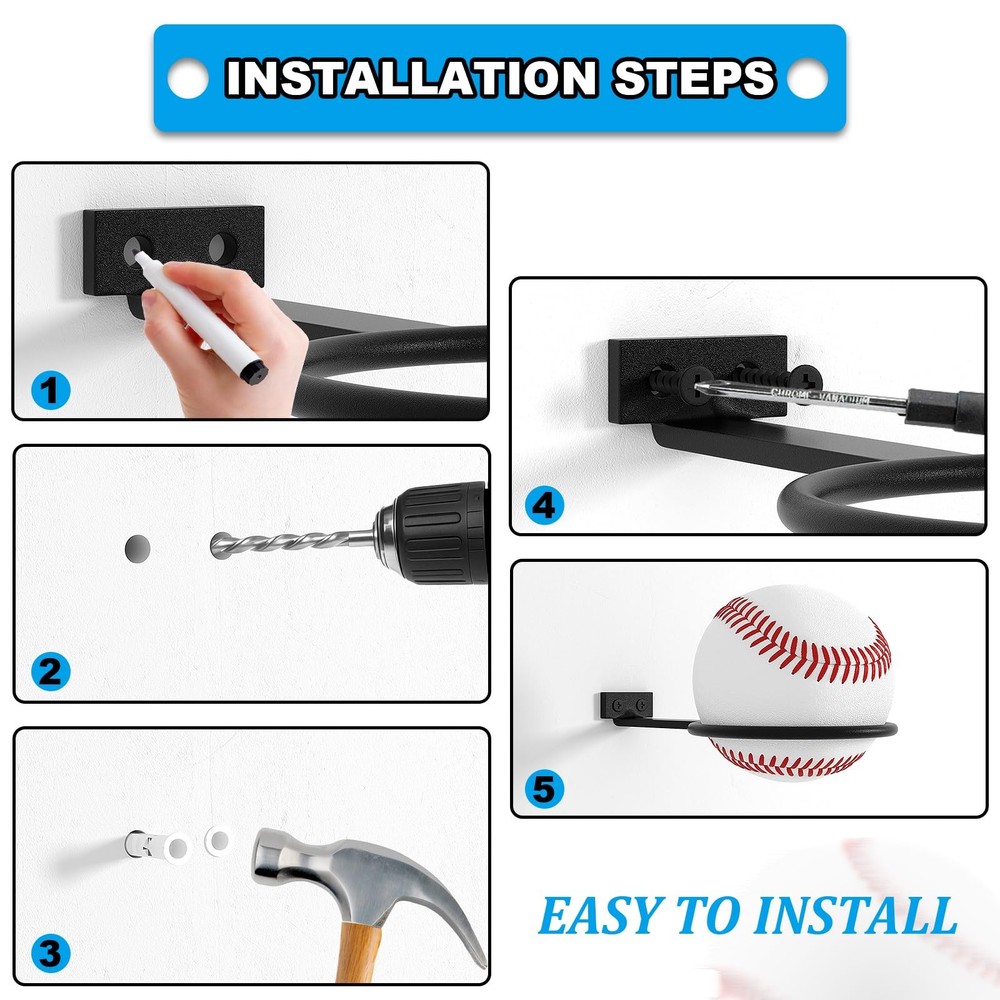 QTJUST 30Pack Baseball Wall Mount Bulk Memorabilia Holder Baseball Wall Mount...