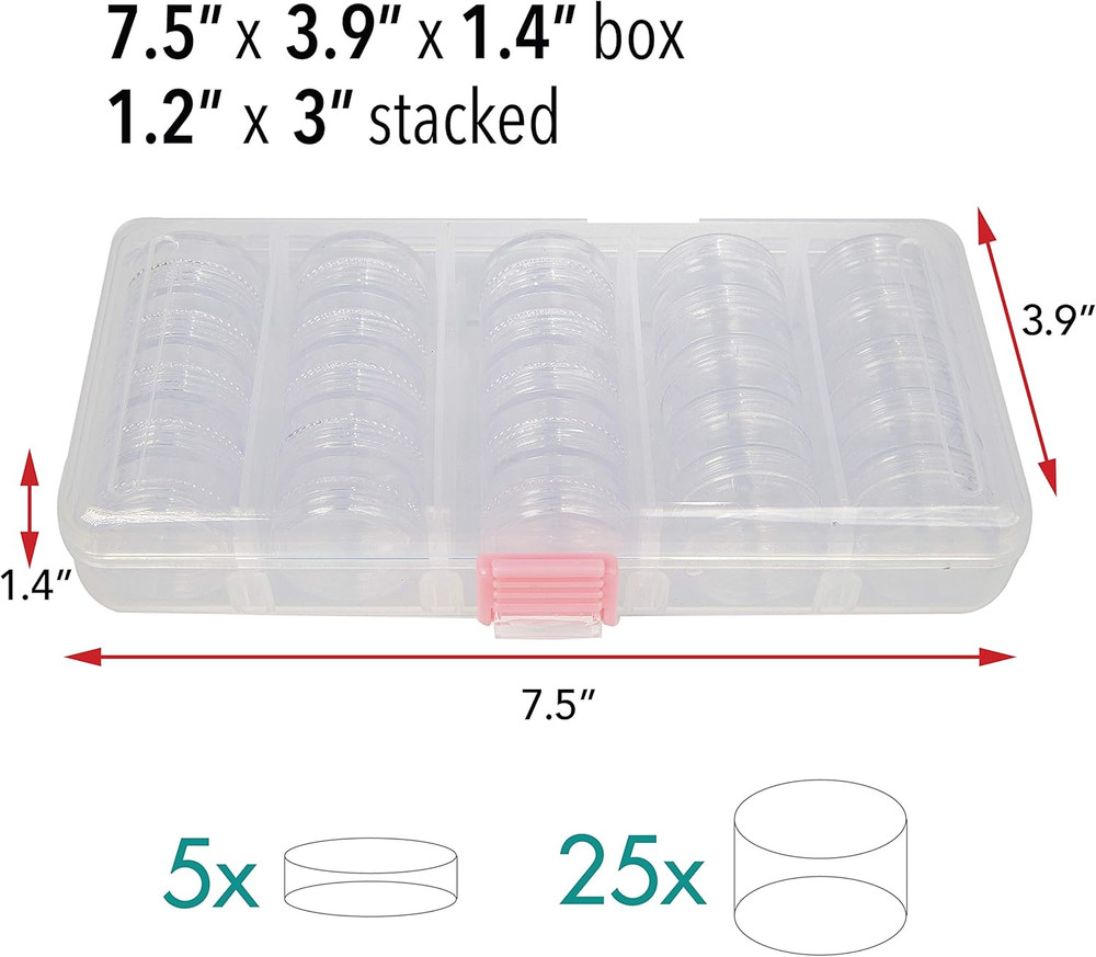 Personality Case, Clear Plastic Bead Storage Case with 25 Removable and Stackabl