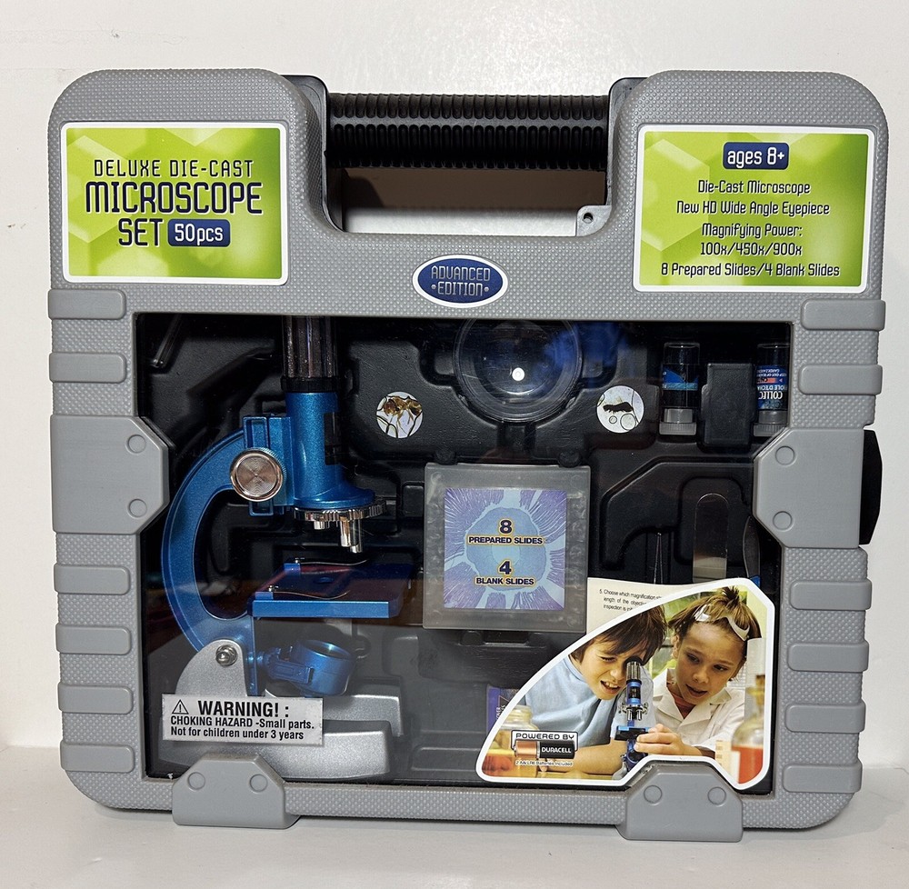 Deluxe Die Cast Microscope Set 50pcs Advanced Edition Educational Science