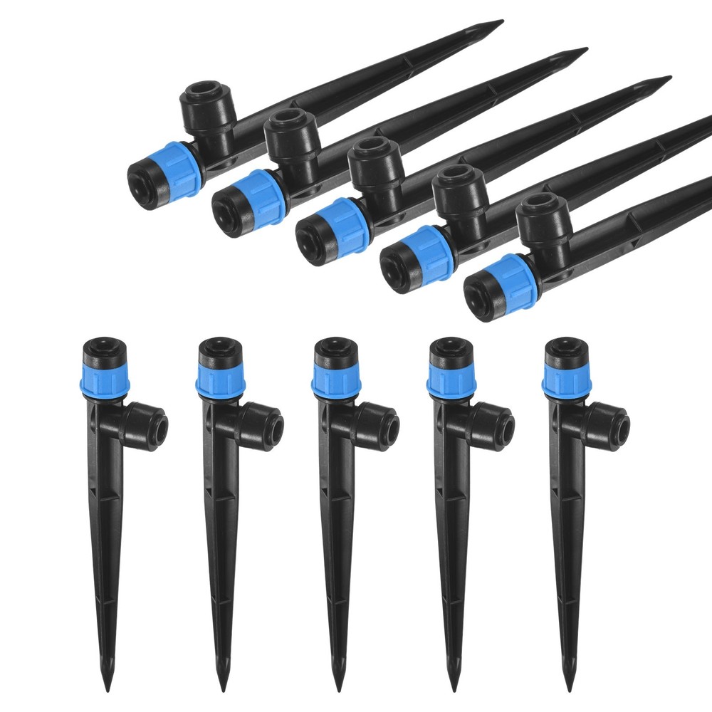 10-Pack Drip Irrigation Emitters, Adjustable 360 Degree Drippers, Blue