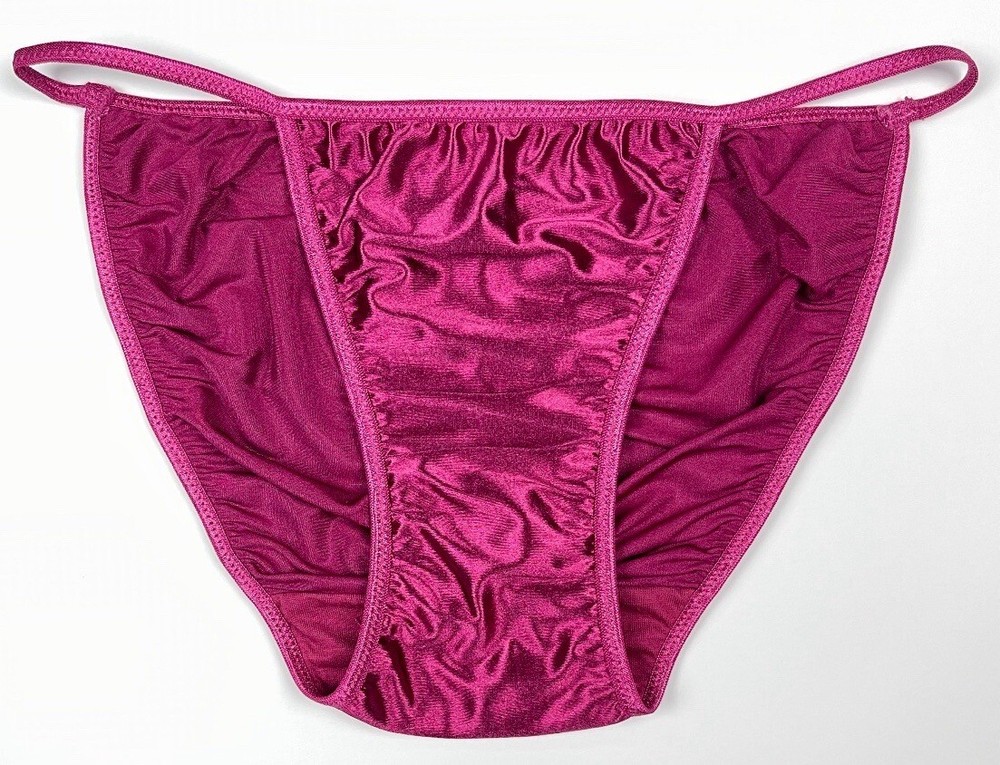 Satin String Bikini Scrunch Butt Burgundy S/5