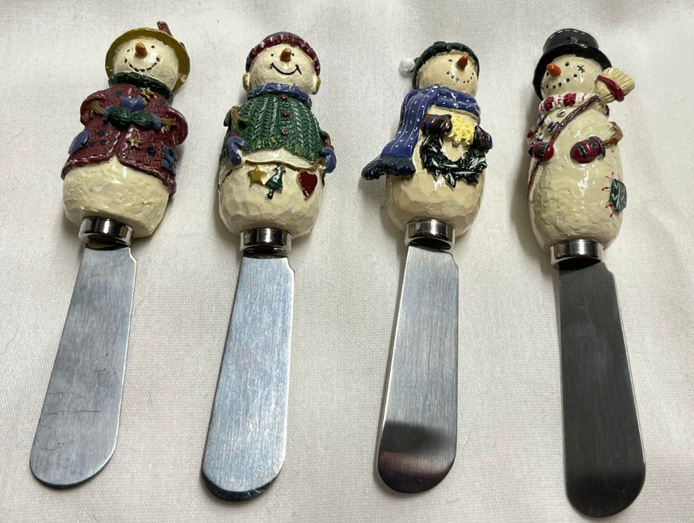 Four Snowman Canape Knives