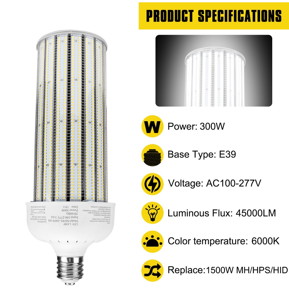 LED Corn Light Bulb 250W E39 Large Base Bulb,6000K Warehouse Industrial Lighting