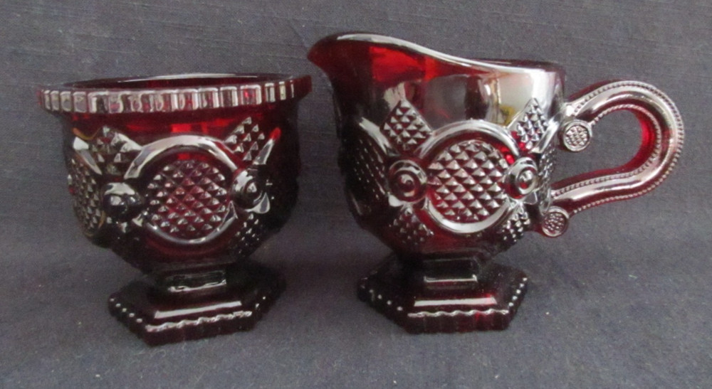 Vintage Avon Cape Cod Sugar & Creamer Set-Ruby Red-1980's