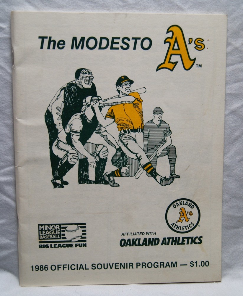 1986 modesto a's official souvenir program name error corrected unscored