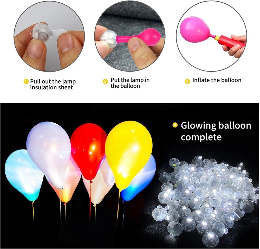 Aogist 100pcs White LED Balloon Light,Tiny Light Mini Round Led 100PCS,