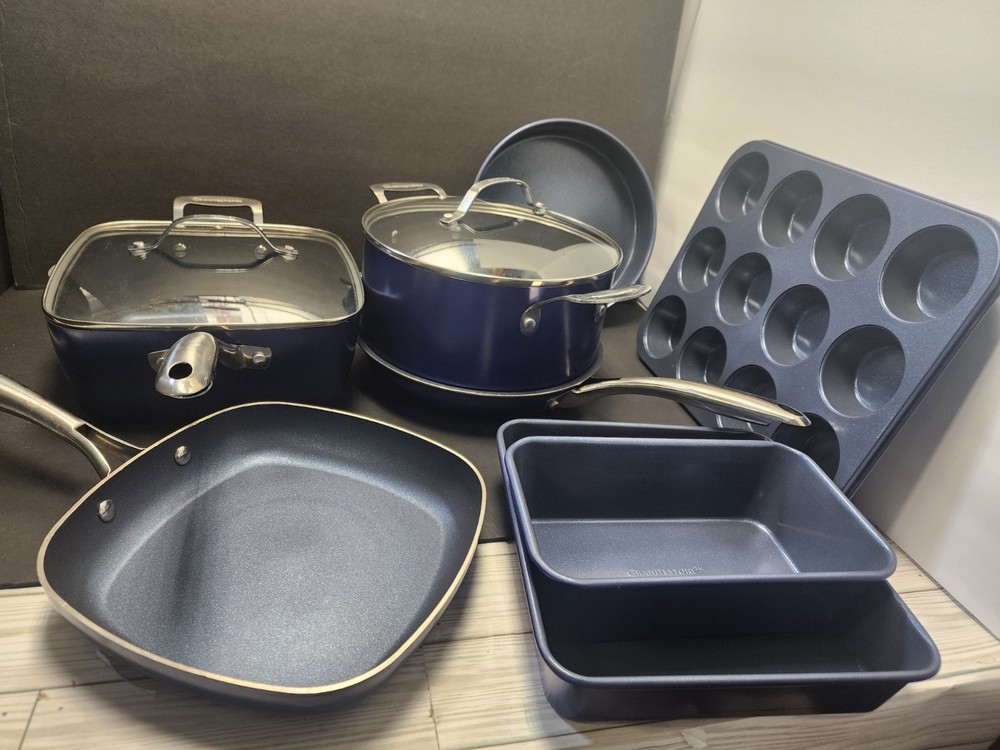 Granitestone Blue 15 Piece Nonstick Cookware and Bakeware Set