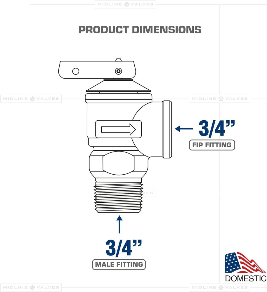 Forged Brass Pressure Relief Valve for Tankless Water Heater - 3/4 in. FIP x MIP