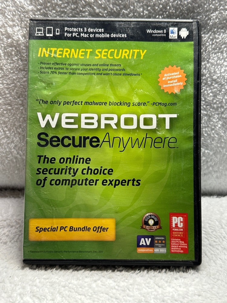 Secure Anywhere Internet Security Webroot Software Disc And Case Used Condition