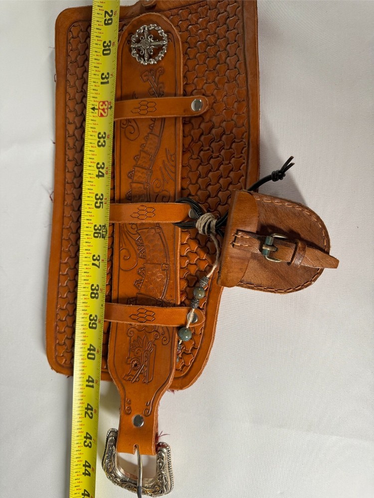 Leather Steampunk Handcrafted Belt with Attached Pouch and Compass
