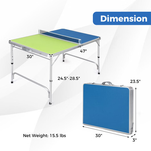 Foldable Ping Pong Table Game Set Mini Table Tennis Table with Adjustable Height