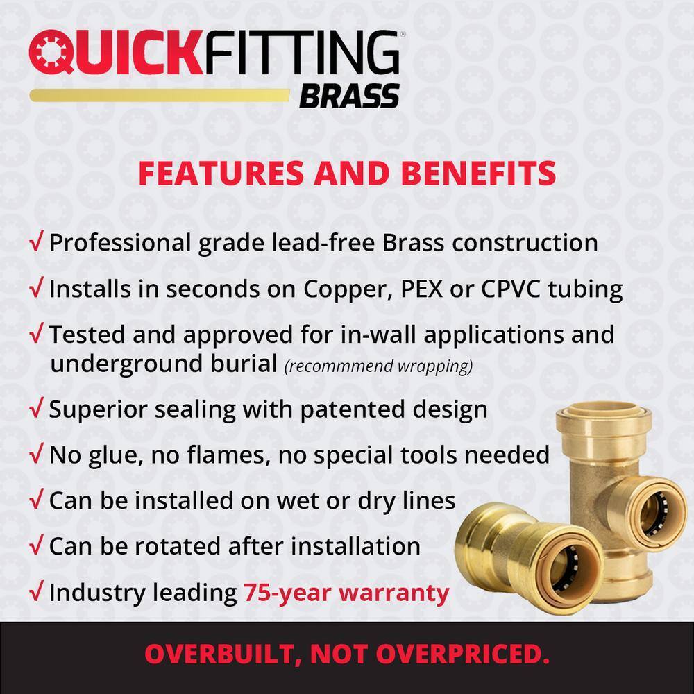 QUICKFITTING 1 in. Push-to-Connect Brass Push Cap (End Stop) Fitting