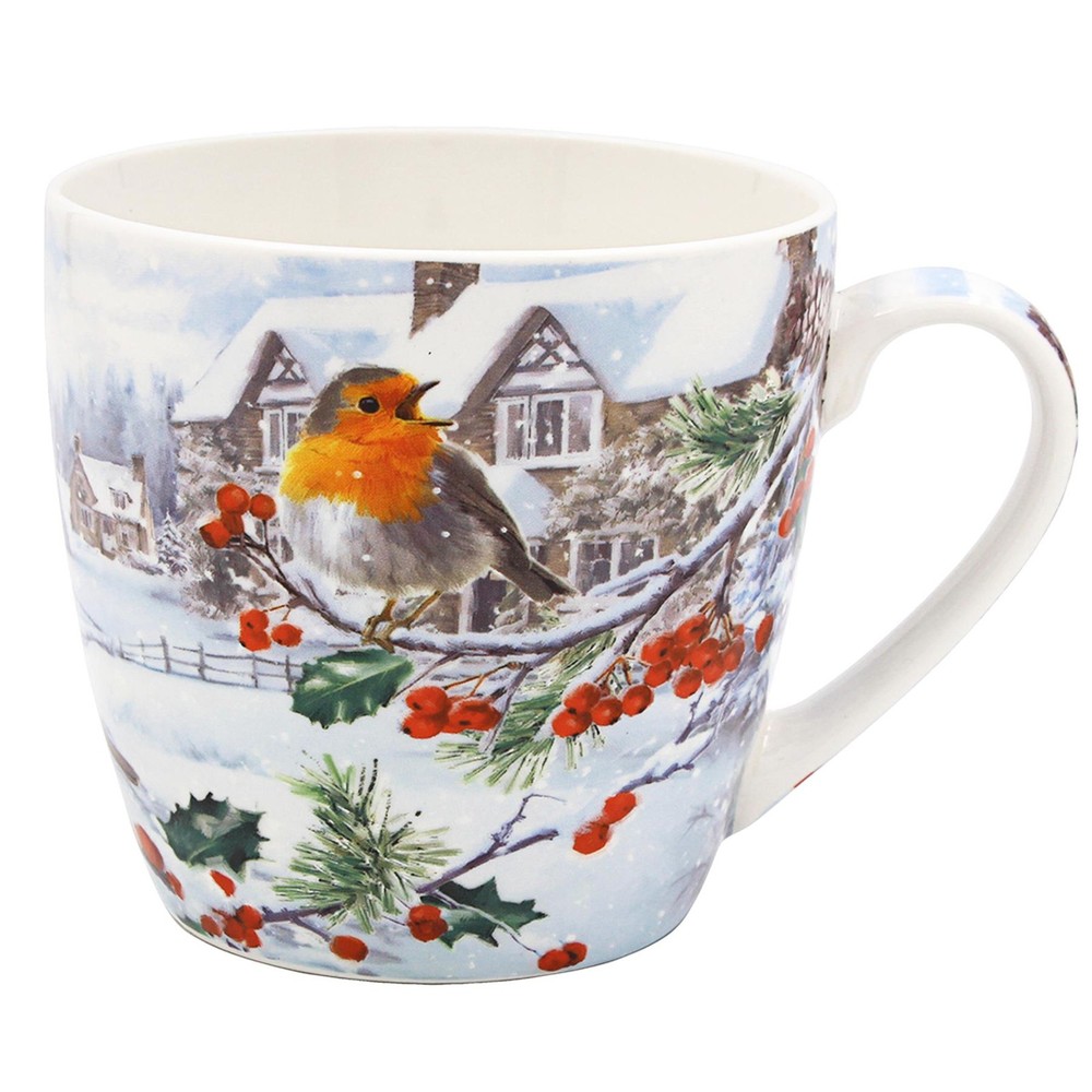 Christmas Breakfast Mug / Cup Fine China Tableware - Christmas Robin