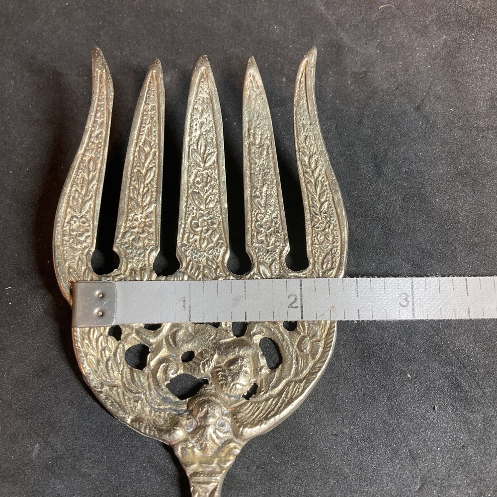 Elaborate Ornate Serving Fork Made In Italy Silver Plate 10”