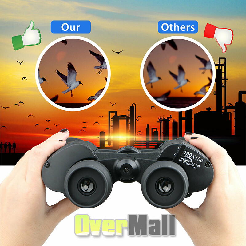 180X100 High Powered Compact Binoculars Waterproof Low Light Vision Carry Case