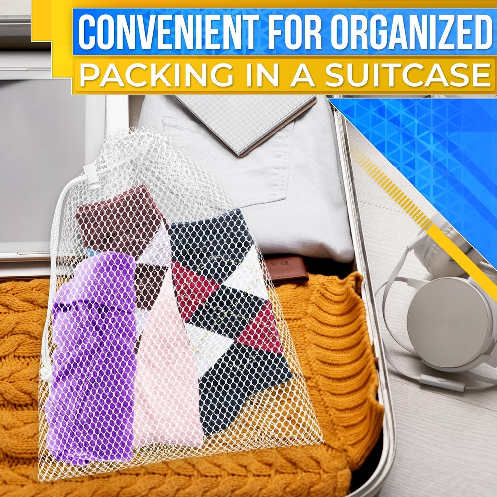 Small Mesh Bags Drawstring Nylon Bag - 5Pcs Camping Organization Nylon Mesh N...