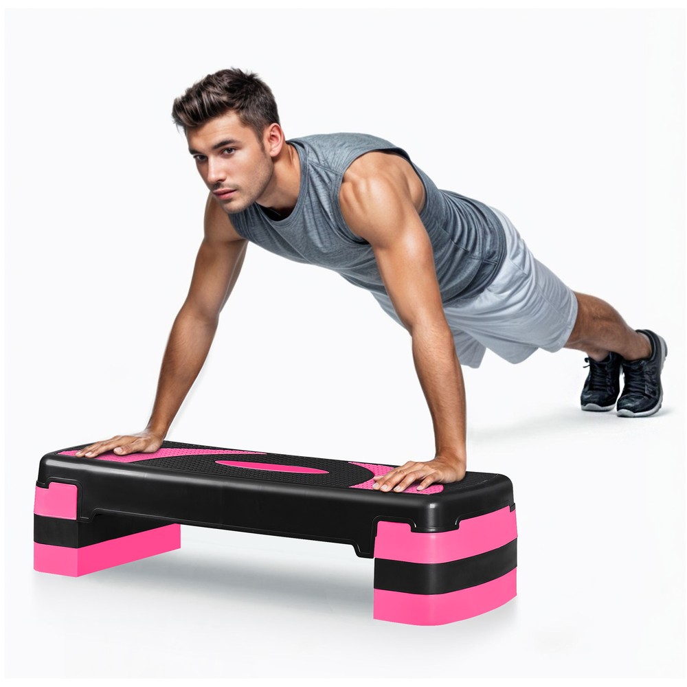 31" Adjustable Exercise Workout Aerobic Stepper Platform Trainer 3-Level Pink