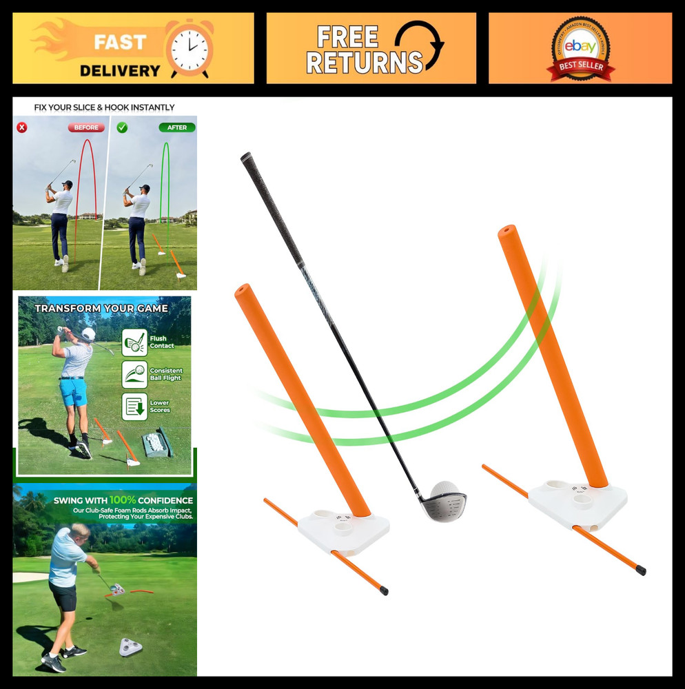 Golf Swing Training Aid - Alignment Discs & Rods for Setup, Posture & Swing Fixe