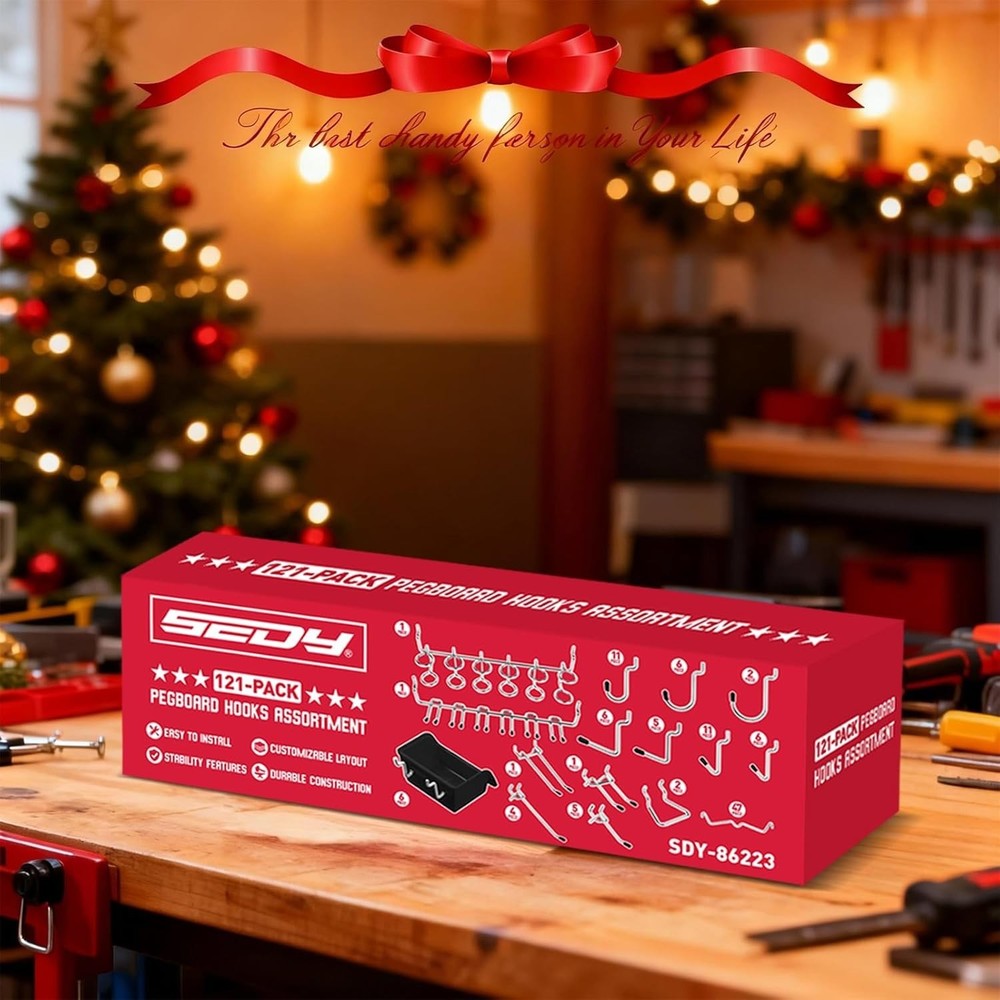 Ultimate 121-Piece Pegboard Hooks Set - Heavy-Duty Tool Organizer & Accessories