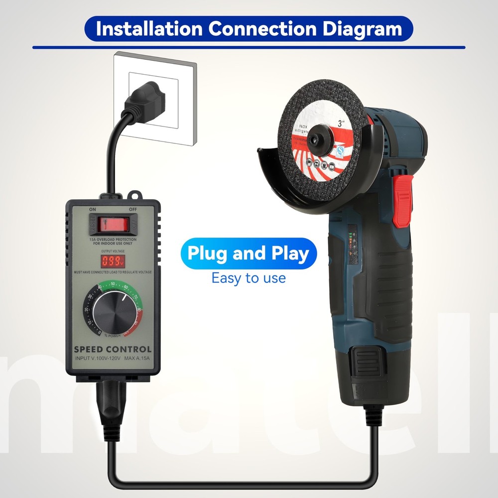 Motor Speed Controller AC 120V 15A Variable Adjuster for Electric Fan Router ...