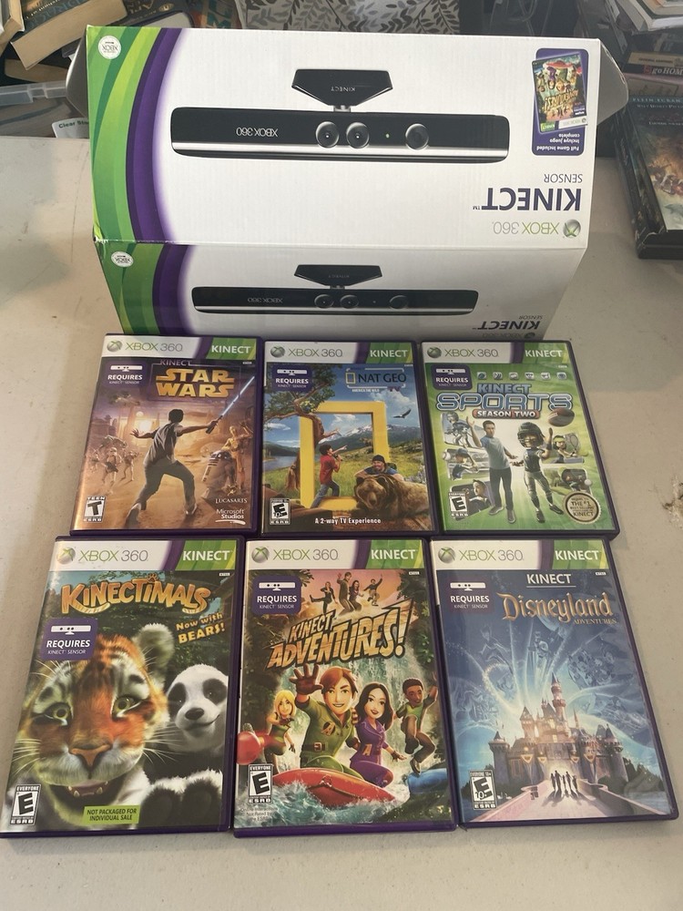 Microsoft Xbox 360 Kinect Sensor Bar In Box With 6 Games Tested