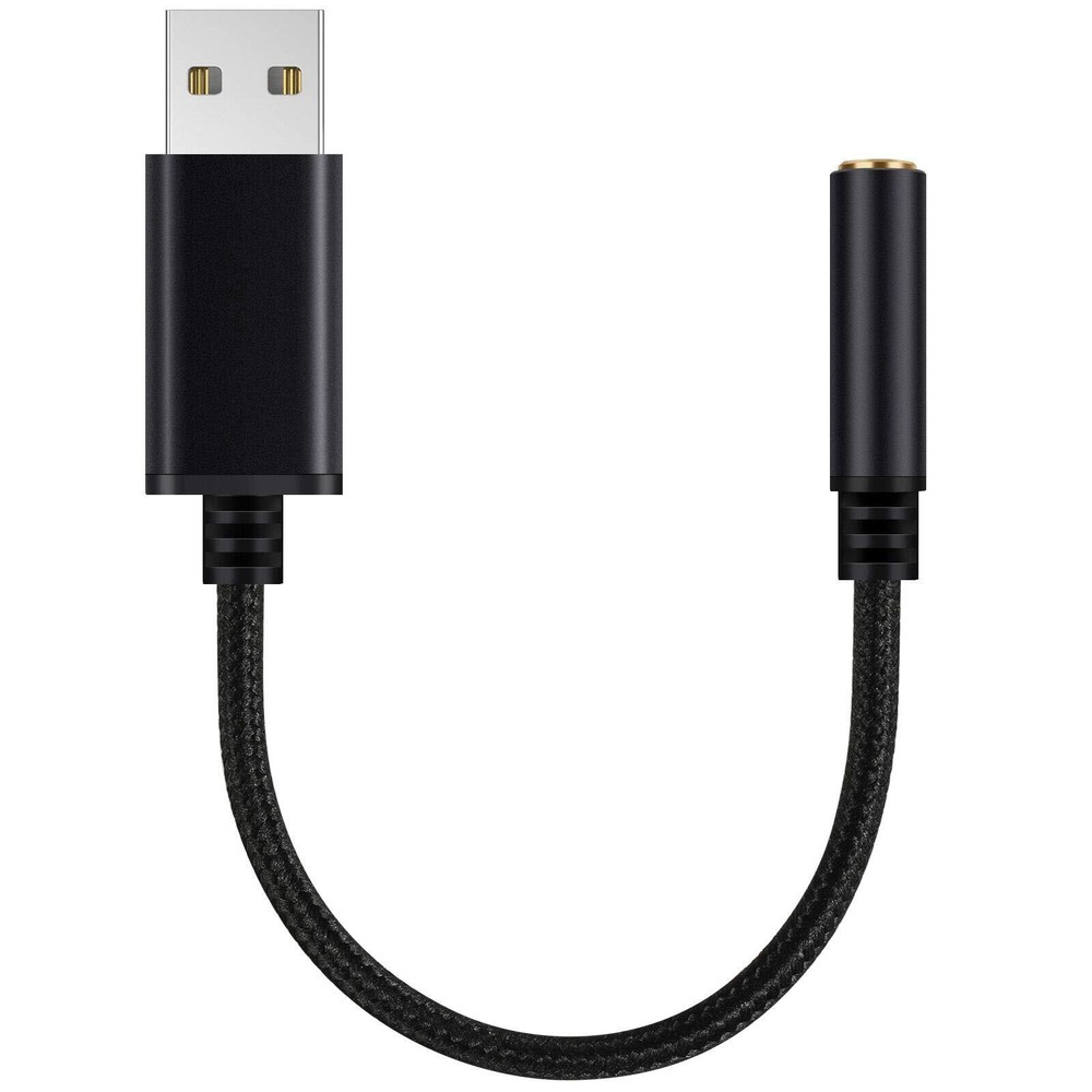 USB to 3.5mm Jack Audio Adapter Cable for Laptop PC Mac Windows Headset