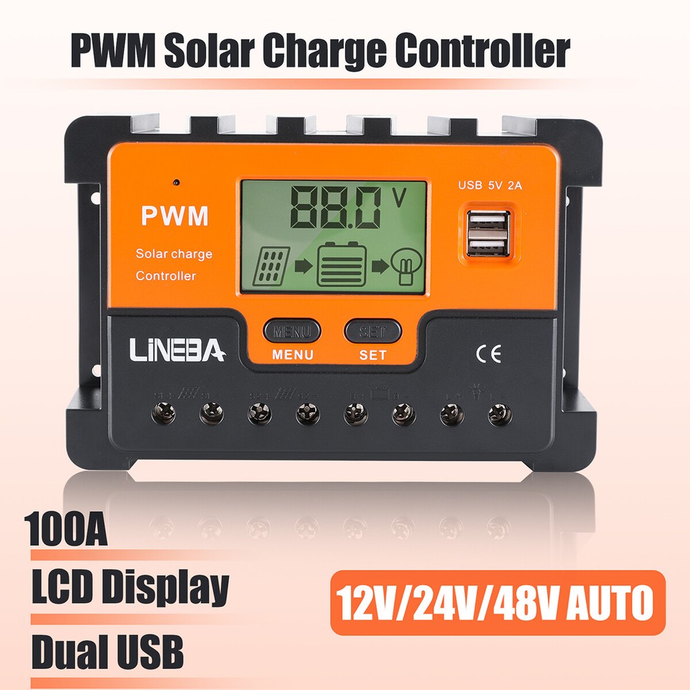 30A-100A Solar Panel Regulator Charge Controller 12/24/48V with LCD Display USB