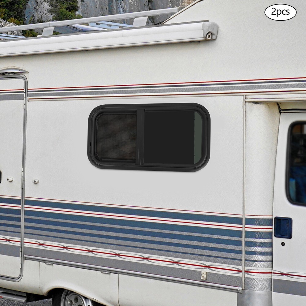 2Pcs RV Window Vertical Slide Window Venting Window w/Trim Rings Rectangular