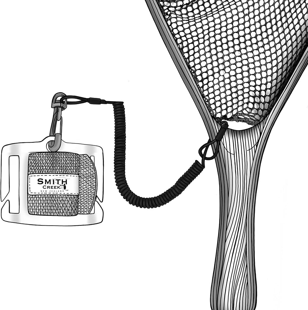 Smith Creek Net Leash, Yoke Mounted Coiled Lanyard One Size, Black
