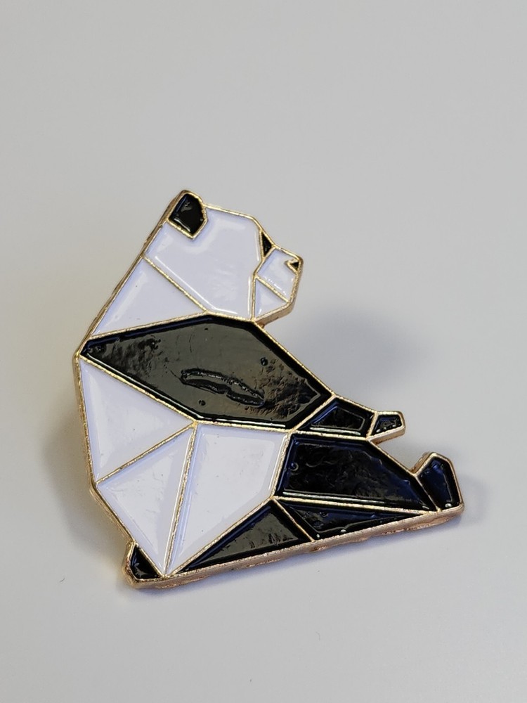 Panda Bear Lapel Pin Block Style Black & White Colors