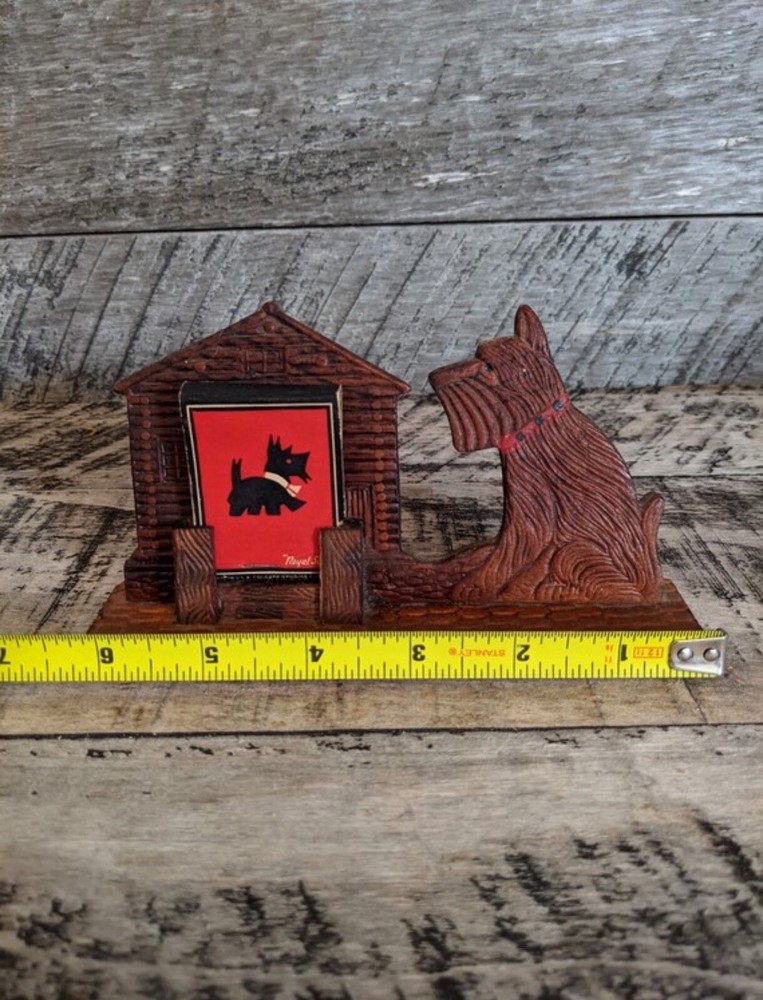 Wooden Dog Match Holder.