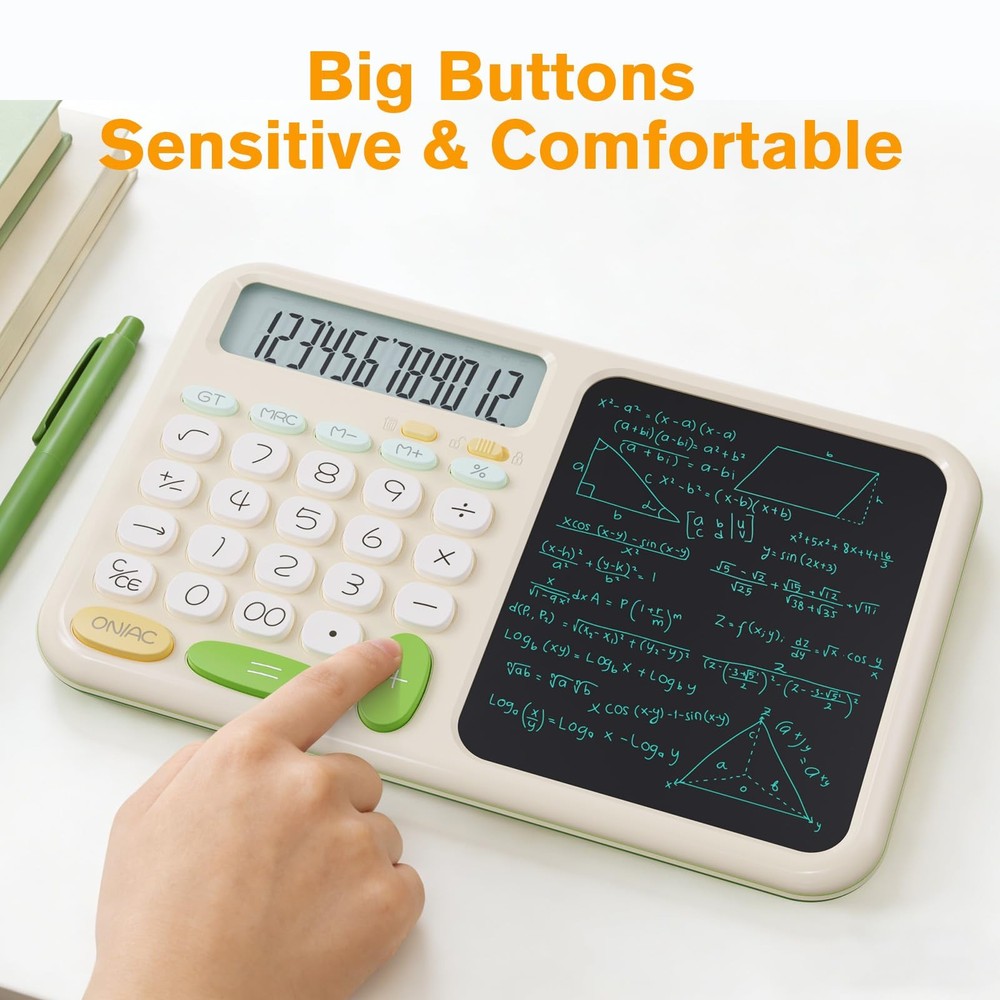 Desk Basic Calculator with Notepad for School Cute Simple Big Button Standard...