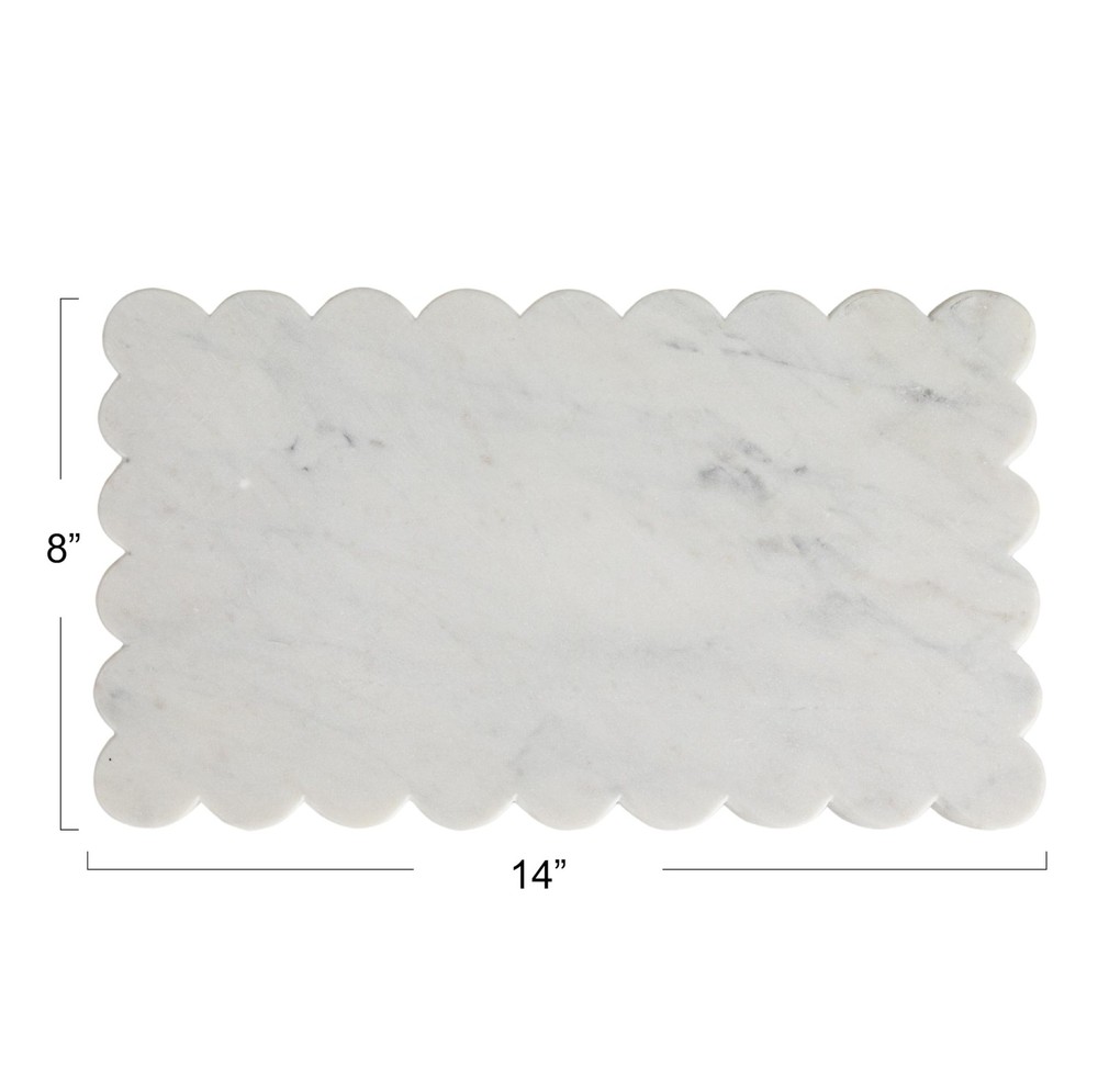 Creative Co-Op White Marble Scalloped Edge Cheese Board 14"x8"