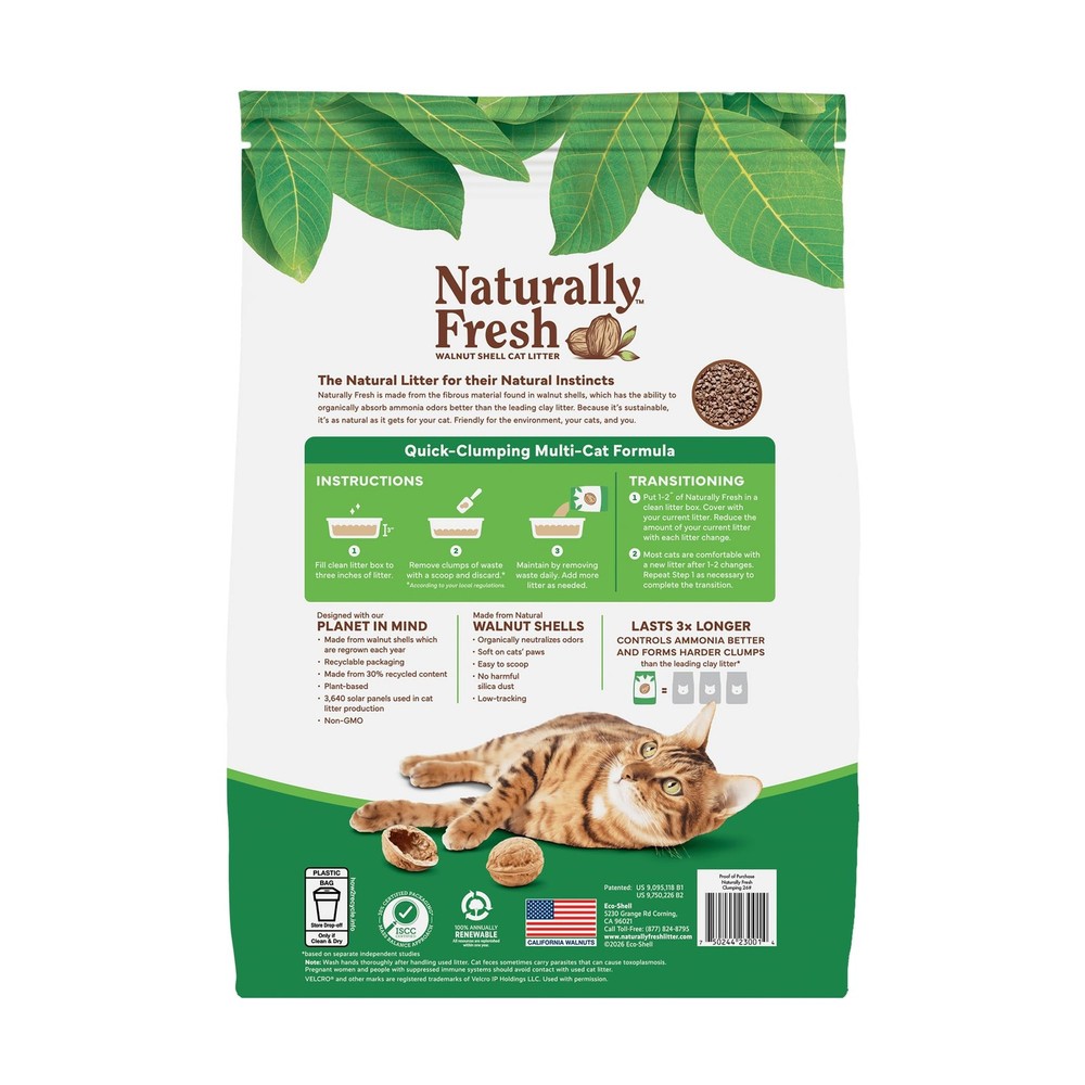 Cat Litter Made from Walnut Shells, Quick-Clumping, Unscented, Upcycled, Easy...