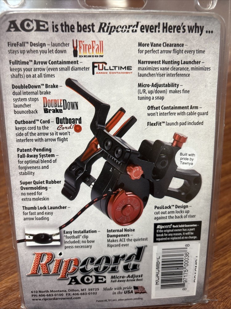 ripcord ace fall away rest LEFT HAND new