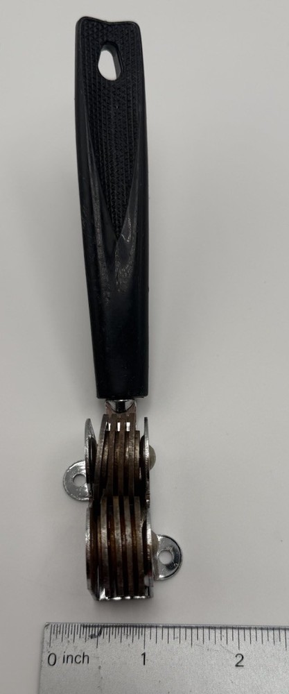 Vintage EKCO USA Chromium-Plated Knife Sharpener Black Plastic Handle