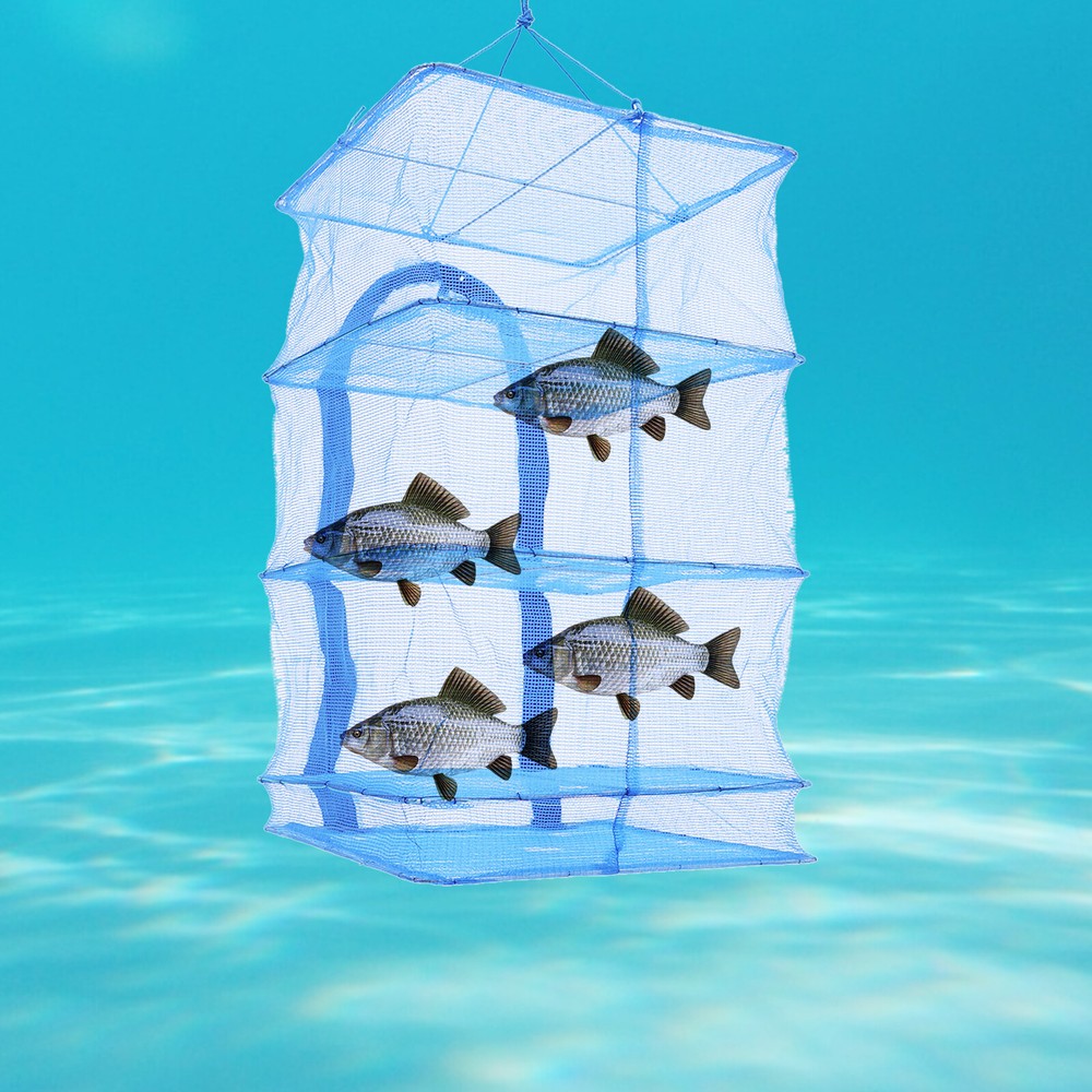 Space-Saving Wall Mounted Drying Rack, 4-Tier Folding Fish Mesh Dryer with