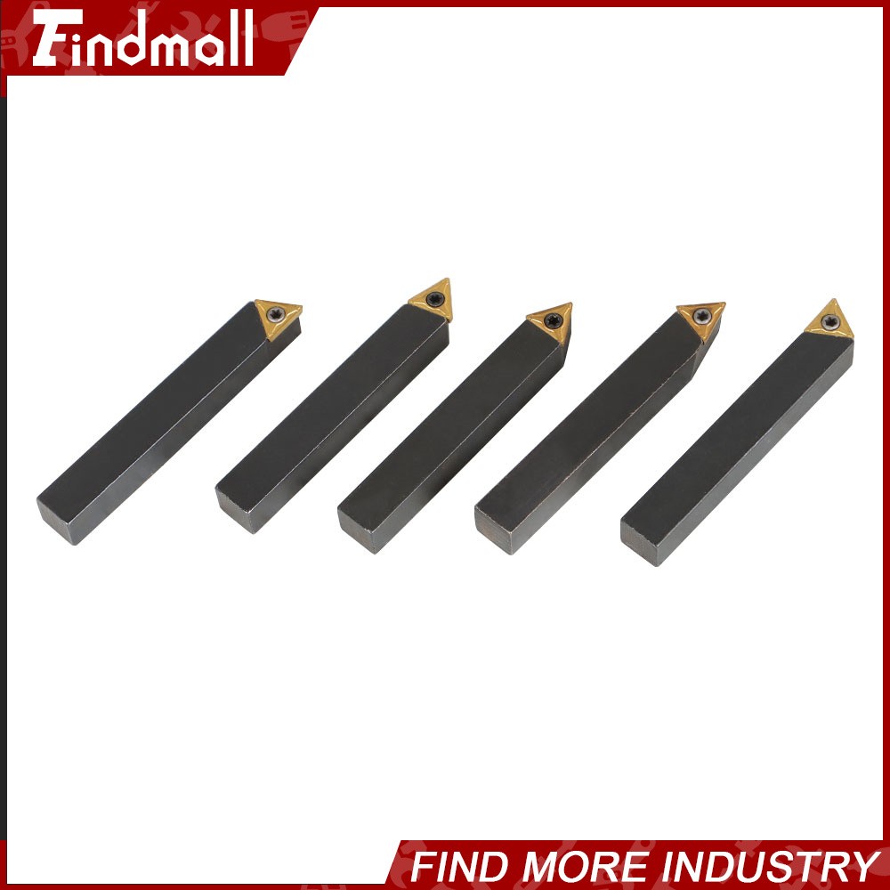 3/8" Lathe Indexable Carbide Insert + Turning Tooling Bit Holder Set 5Pcs